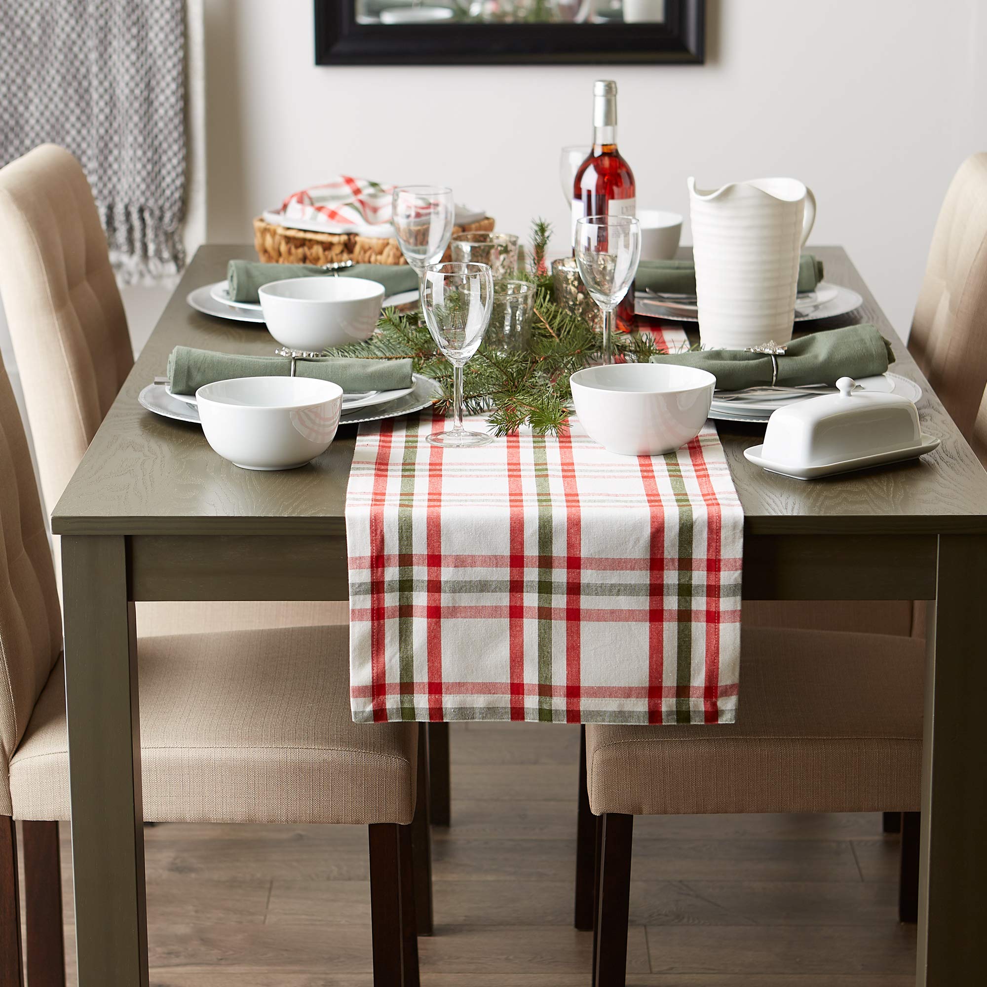 Dii Jolly Christmas Tree Collection Holiday Table & Kitchen D  Cor, Table Runner, 14X108, Christmas Plaid